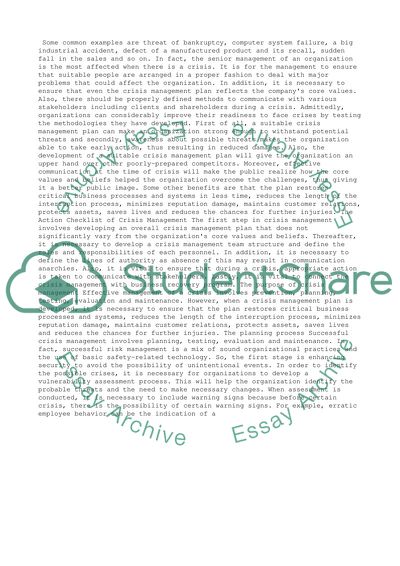 Importance of Crisis Management Plan in Organizations