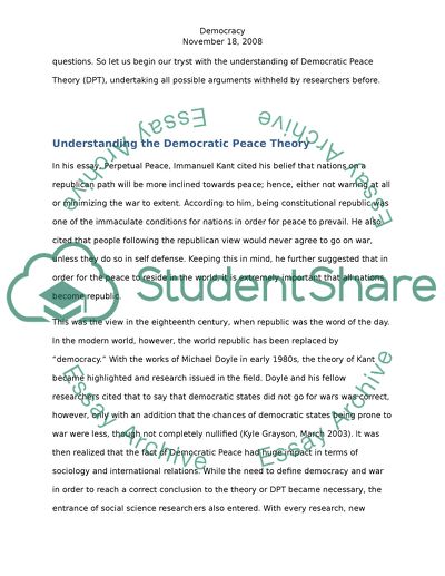 Understanding the Democratic Peace Theory