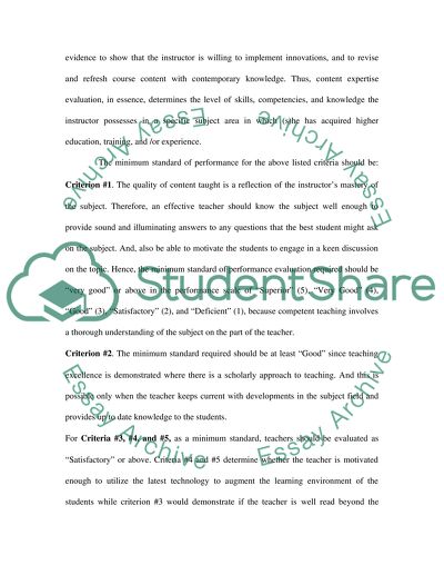 Role Component and the Minimum Standard of Performance