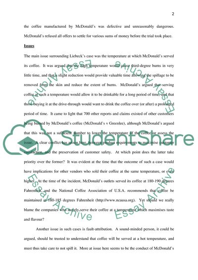Liebeck versus McDonalds Restaurants
