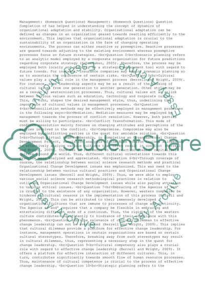 Homework Questions in Management