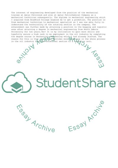 Personal Statement and Work Dream