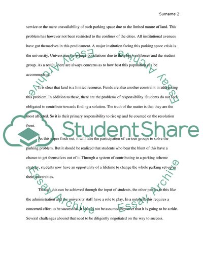 An Opportunity of a Lifetime to Change the Whole Parking Set-Up in Their Universities