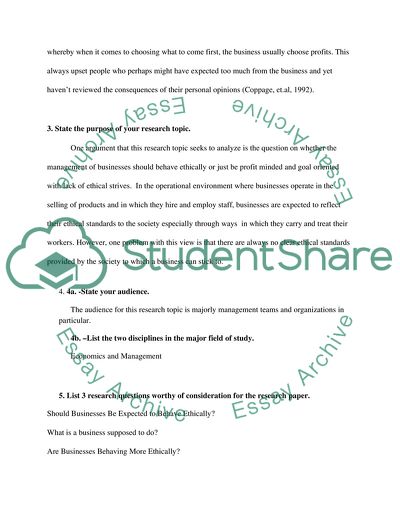 Analysis of Ethics and Business
