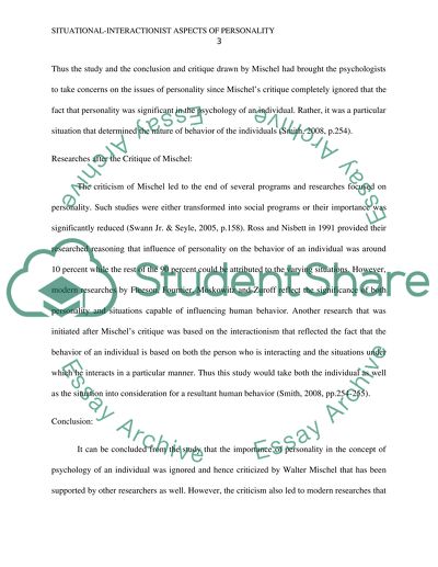 Situational and Interactional Aspects of Personality