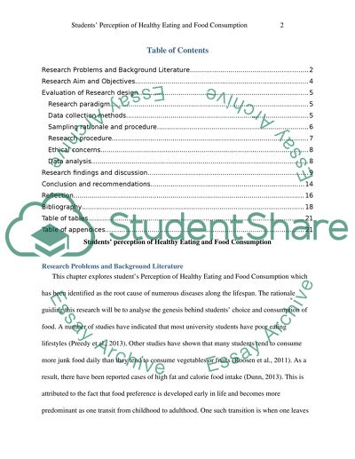 Exploring University Students Perception of Healthy Eating and Food Consumption