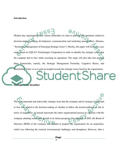 CQUAY Technologies Corporations Strategy