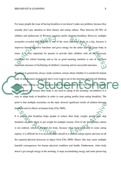 Does Breakfast Improve Learning