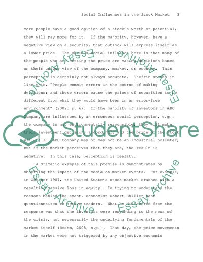 Social Influences in the Stock Market