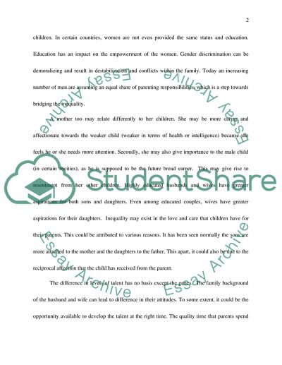 Inequalities within families their causes