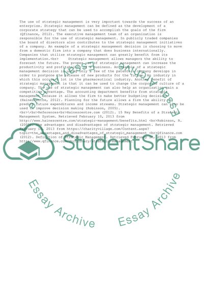 Benefits of Strategic Management