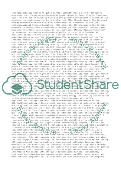 Organizational Change At Qatar Olympic Committee