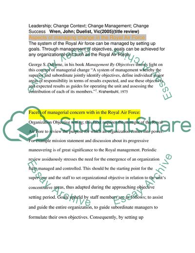 How Well Does the Royal Air Force Manage Change