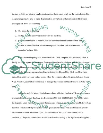 The Applicable Law is the American Disability Act