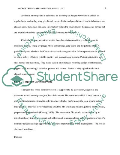 Microsystems Assessment of an ICU Unit