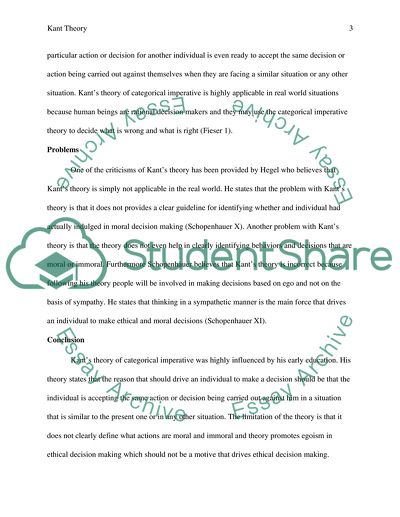 The Theory of the Categorical Imperative by Kant