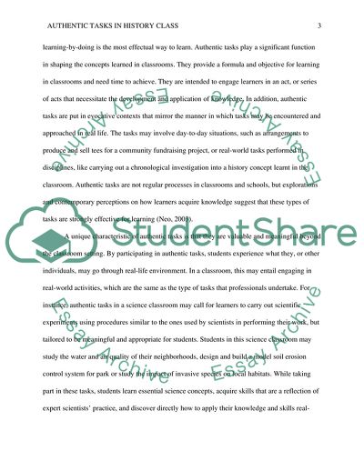 Authentic Tasks in History Class