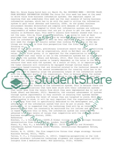 Driving Value from Business Information Systems