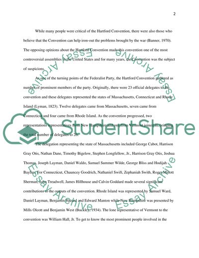 Who was Who at Hartford: The Hartford Conventioneers and the resulting Impact on the Federalist Party