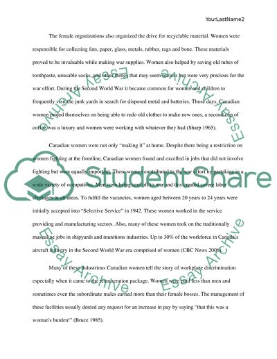 Roles Played by Canadian Women in WWII