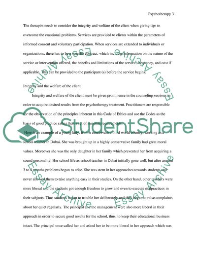 Psychotherapy and Ethical Issues