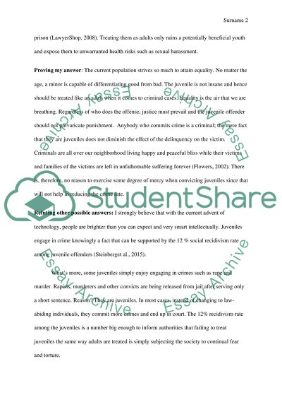 Should Juveniles Be Tried and Treated Like Adults