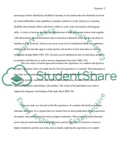 Experience of Students with Dyslexia