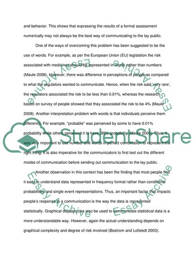 A Successful Communications Strategy and Risk Comparison