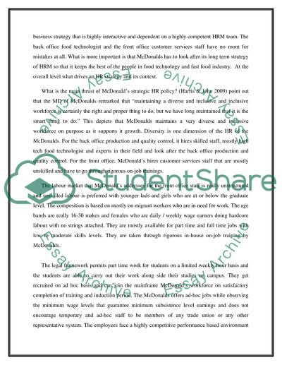 Human Resource Management at McDonalds