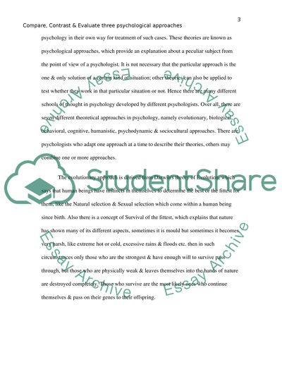 Evolutionary, Cognitive, and Psychodynamic Approaches in Psychology