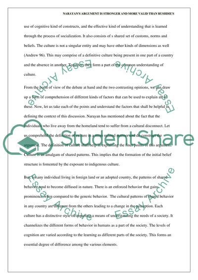 Narayans Argument Is Stronger than Rushdies