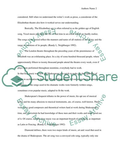 Music in Shakespeares plays