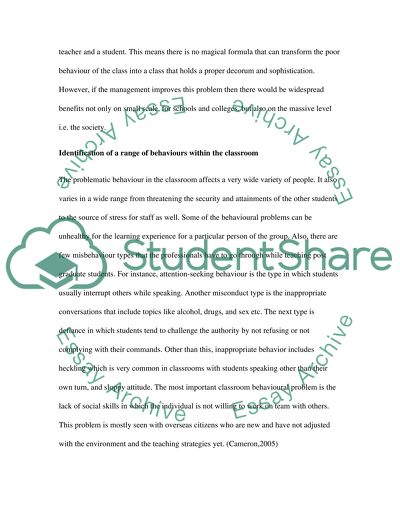 Managing Behavior in the Classroom