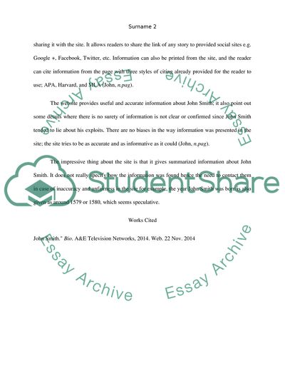 Synopsis of John Smith as an Explorer