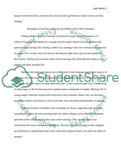 Advantages and Disadvantages of Married Couples Having Children either Early or Late