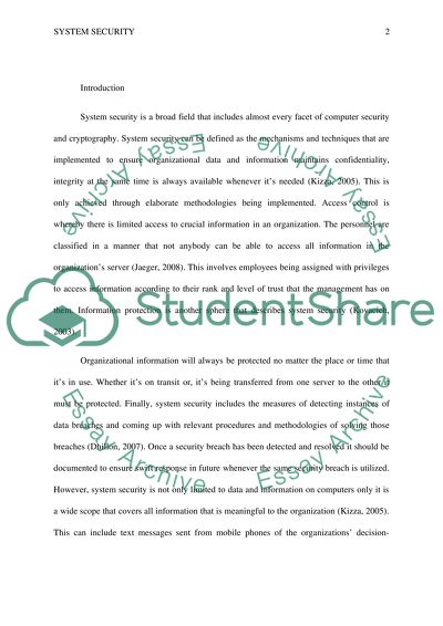 What is System Security