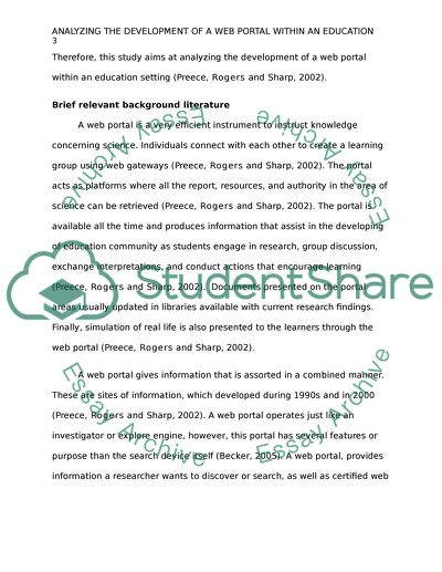 Analyzing the development of a web portal within an education setting