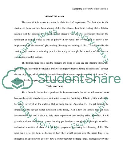 The Receptive Skill Of Reading