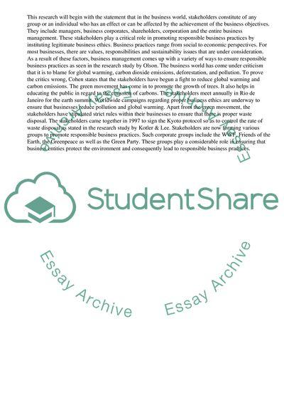 Influence of Stakeholders on Encouraging Responsible Business Practices