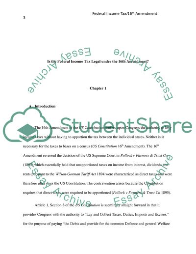 Is the Federal Income Tax Legal under the 16th Amendment