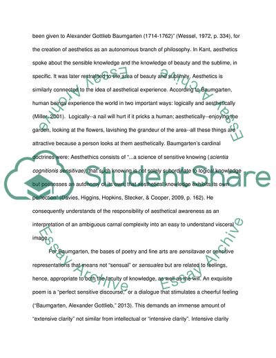 Critically assess the thoughts on aesthetics of one Alexander Baumgarten