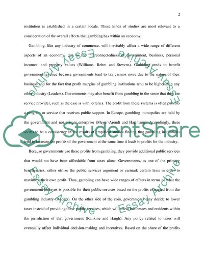 Economic impacts of gambling