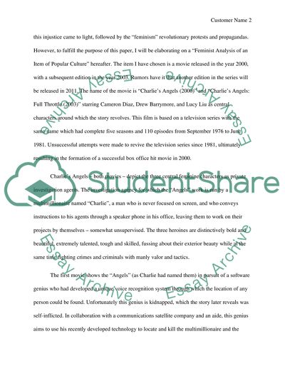 A femnist Analysis of an Item of Popular culture