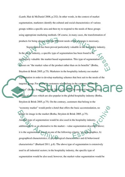 Marketing of Segmentation in hospitality industru