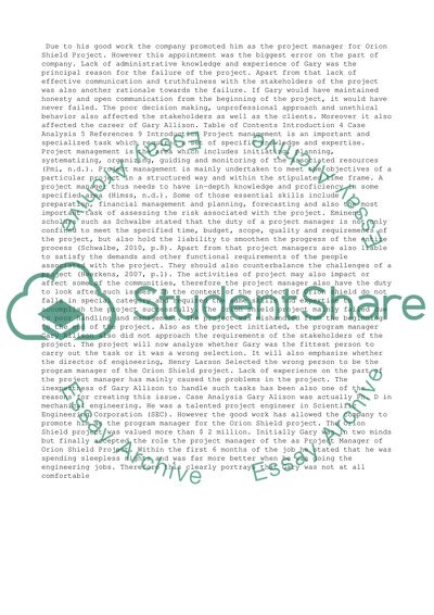 Orion Shield Project Analysis