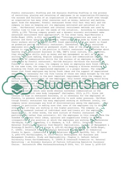 Freshii restaurant (report about staffing and job analysis )