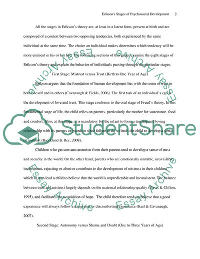 Erikson and Each Stage of Psychological Development: the Effect of Social Experience