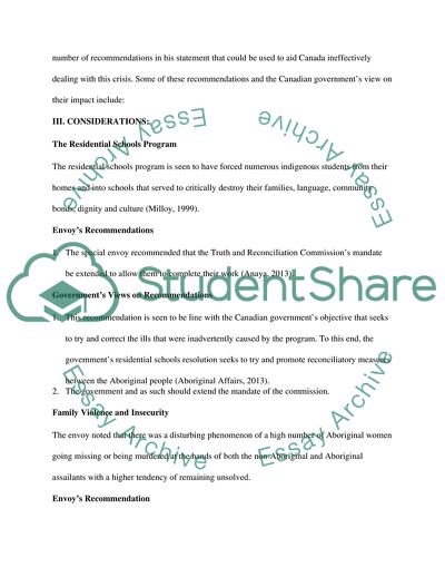 The Rights of the Indigenous Peoples Upon the Conclusion of a Visit to Canada