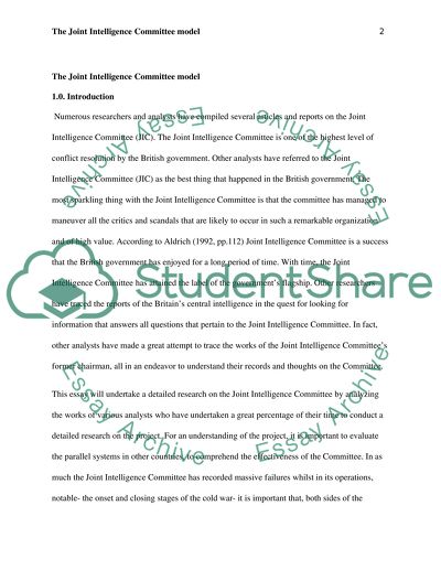 The Joint Intelligence Committee model