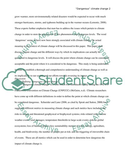 Dangerous Climate Change. What Strategies Are Available To Avert The Onset Of Dangerous Climate Change